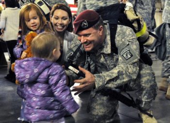 military veterans returning home to family